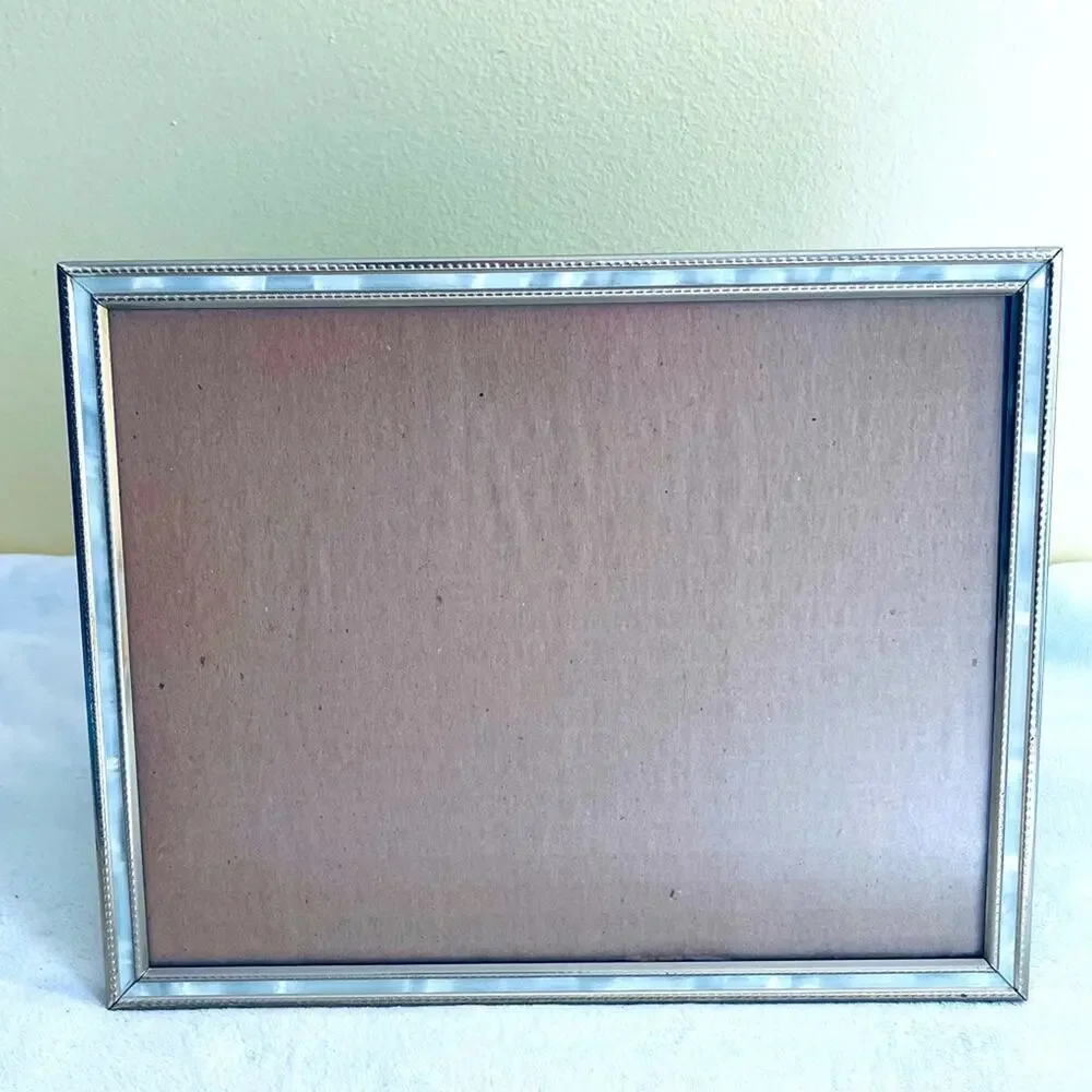 Vtg Photo Picture Frame Mid-Century 8x10 Mother of Pearl Style Gold Tone